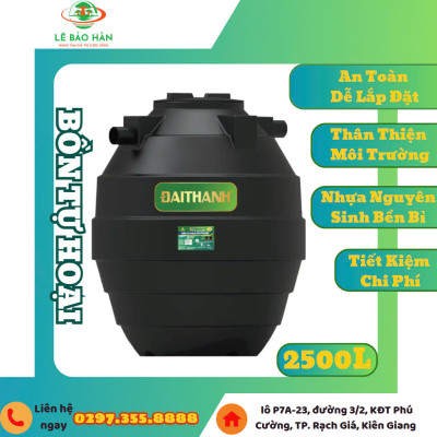 Bồn nhựa Tự Hoại Đại Thành 2.500L Đứng